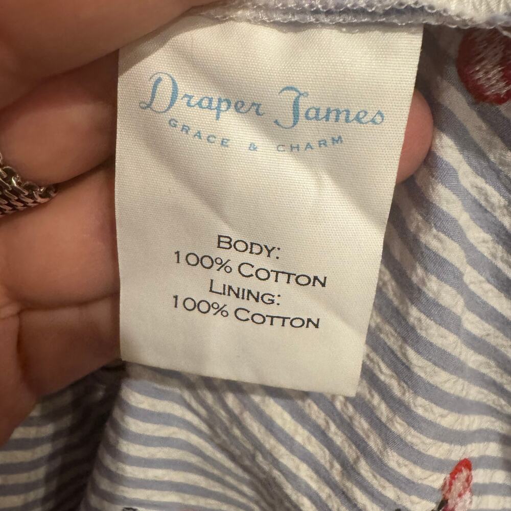 Draper James Cherry Orchard Ruffle Shirtdress Blue Collared Short Sleeve Sz 2 - Picture 8 of 11